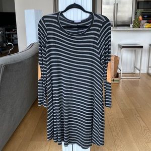 Long Sleeved Striped Dress with Elbow Patches